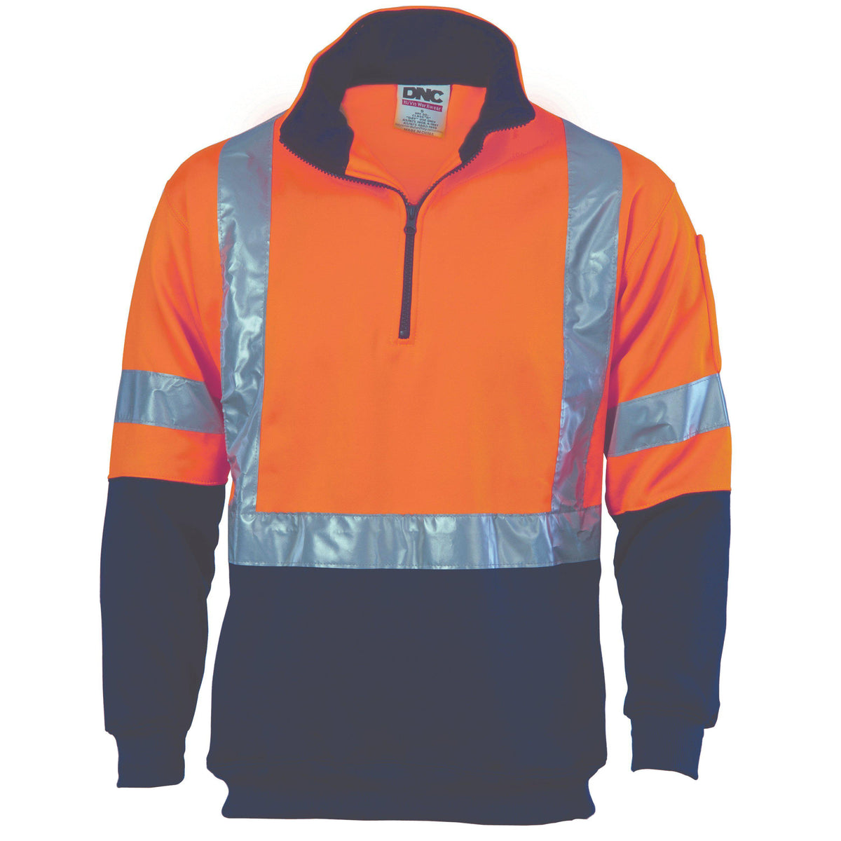 DNC Taped HiVis 2-Tone X-Back 1/2 Zip Fleecy - 3930-Queensland Workwear Supplies