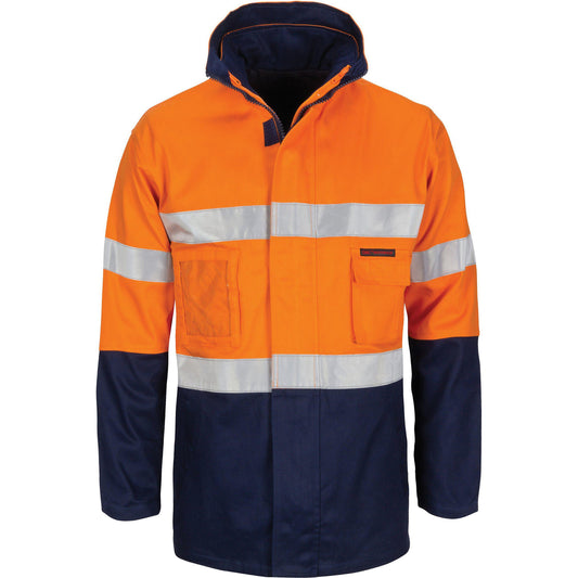 DNC Taped HiVis "4in1" Cotton Drill Jacket - 3764-Queensland Workwear Supplies