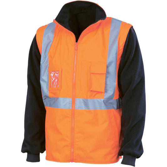 DNC Taped HiVis 4in1 X-Back Zip Off Sleeve Reversible Vest - 3990-Queensland Workwear Supplies