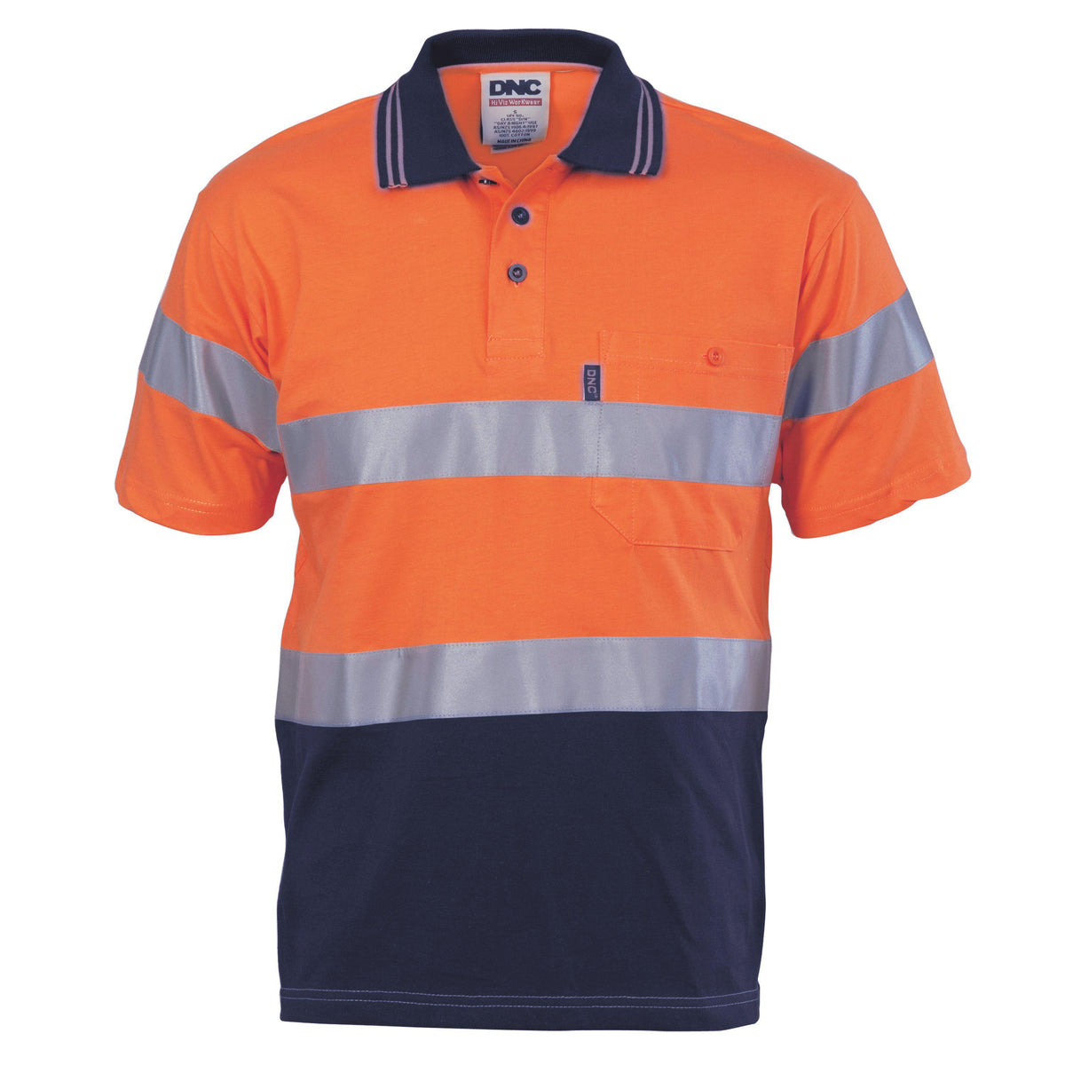 DNC Taped HiVis Cool-Breeze Jersey Short Sleeve Cotton Polo - 3915-Queensland Workwear Supplies
