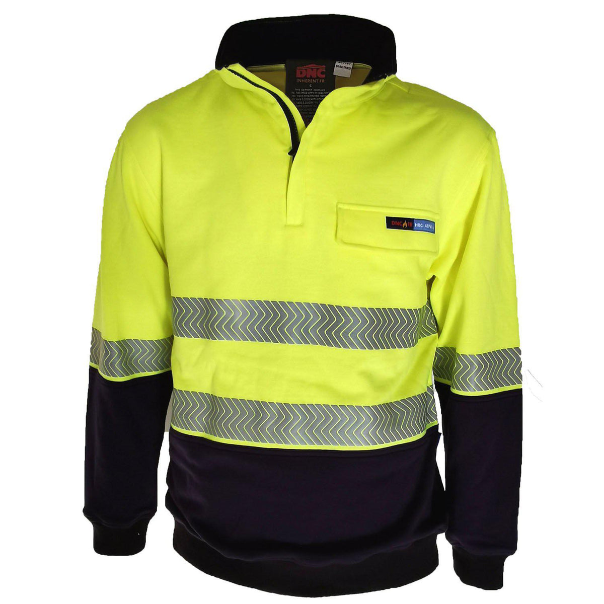 DNC Taped HiVis Flame Retardant & Arc Rated 1/2 Zip Jumper - 3424-Queensland Workwear Supplies