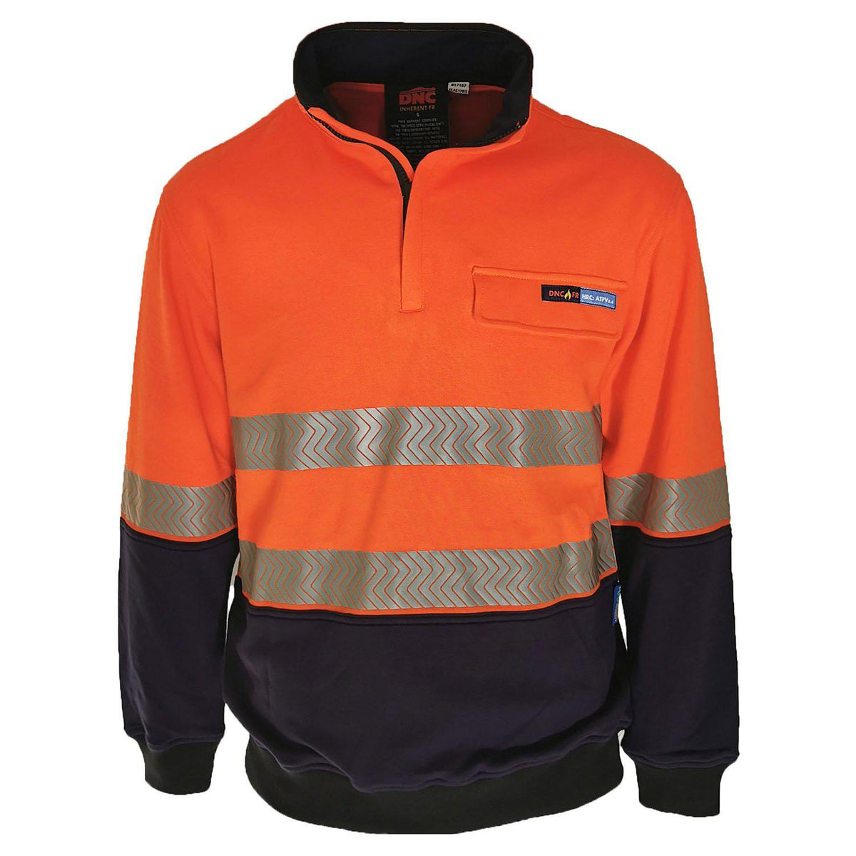 DNC Taped HiVis Flame Retardant & Arc Rated 1/2 Zip Jumper - 3424-Queensland Workwear Supplies