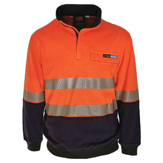 DNC Taped HiVis Flame Retardant & Arc Rated 1/2 Zip Jumper - 3424-Queensland Workwear Supplies