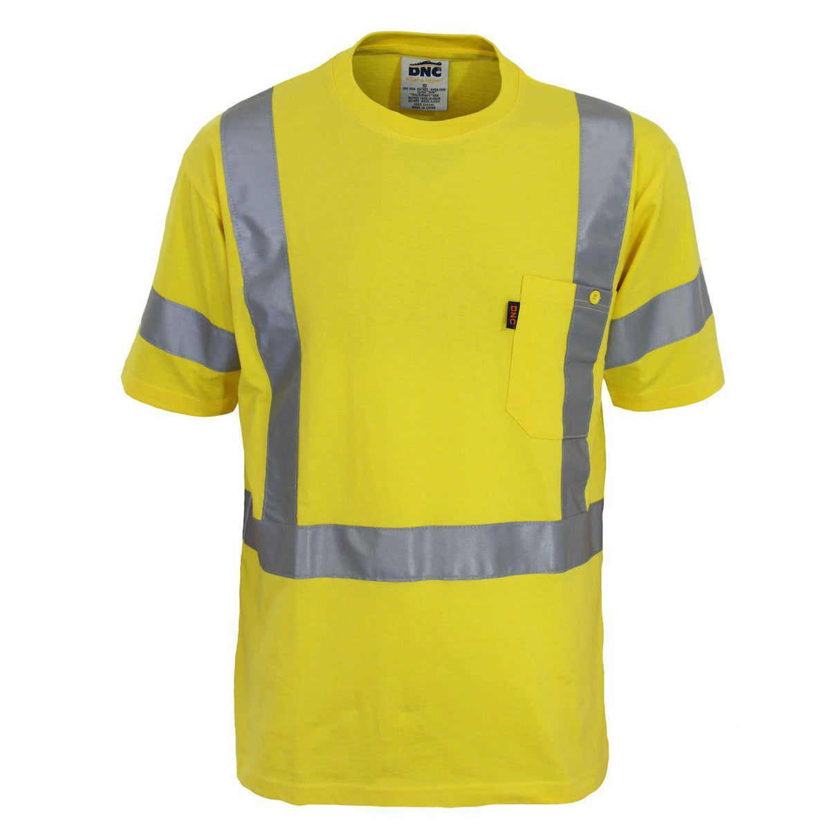 DNC Taped HiVis Short Sleeve Cotton Tee - 3917-Queensland Workwear Supplies