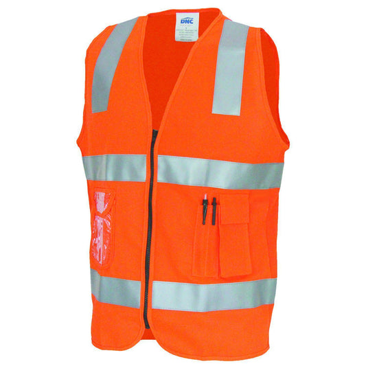 DNC Taped HiVis Side Panel Safety Vest - 3507-Queensland Workwear Supplies