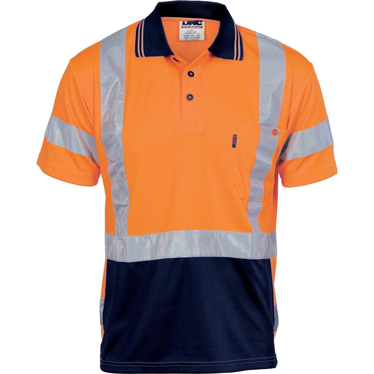 DNC Taped HiVis X-Back Short Sleeve Polo - 3712-Queensland Workwear Supplies