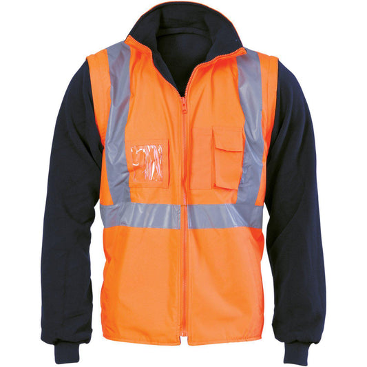 DNC Taped HiVis Zip Off Sleeve Reversible Vest - 3994-Queensland Workwear Supplies